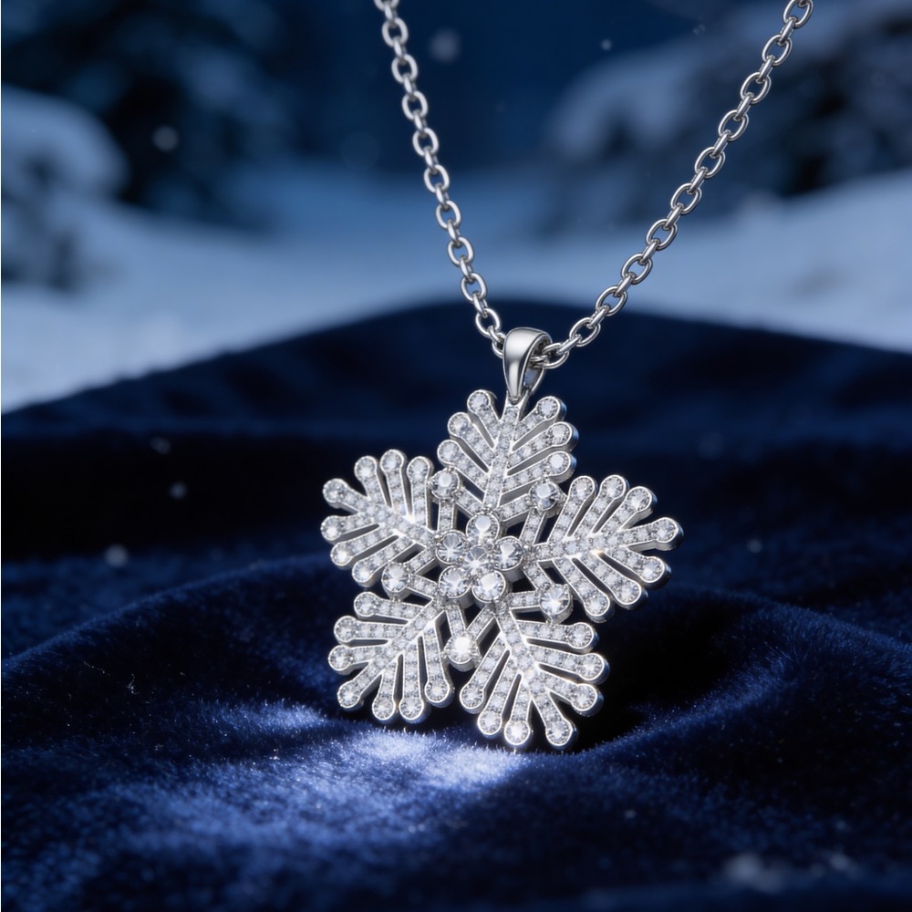 Sterling Silver Snowflake Pendant Necklace with CZ